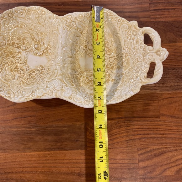 Pizzato Italian Hand Painted  Cream Double serving dish by Pizzato - Picture 7 of 7